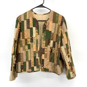 Patchwork Quilted Jacket Cottage Granny Core Peasant Handmade Multicolor Fall